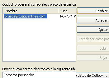 Selecciona la cuenta de correo electrnico afectada y da clic al botn de 